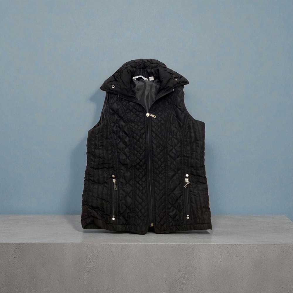 Indigo Great Northwest Quilted Black Zip Up Vest Women's Size S Puffer
